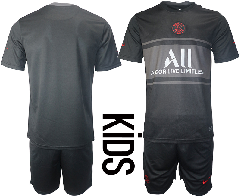 Youth 2021-2022 Club Paris St German Second away black blank Soccer Jersey->youth soccer jersey->Youth Jersey